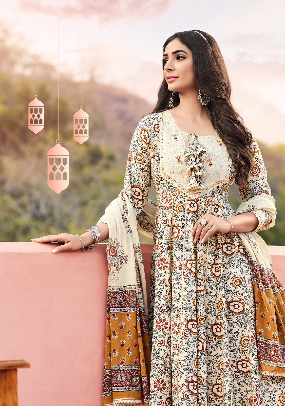 Sabhyata By Ladies Flavour Dupatta With Gown Catalog